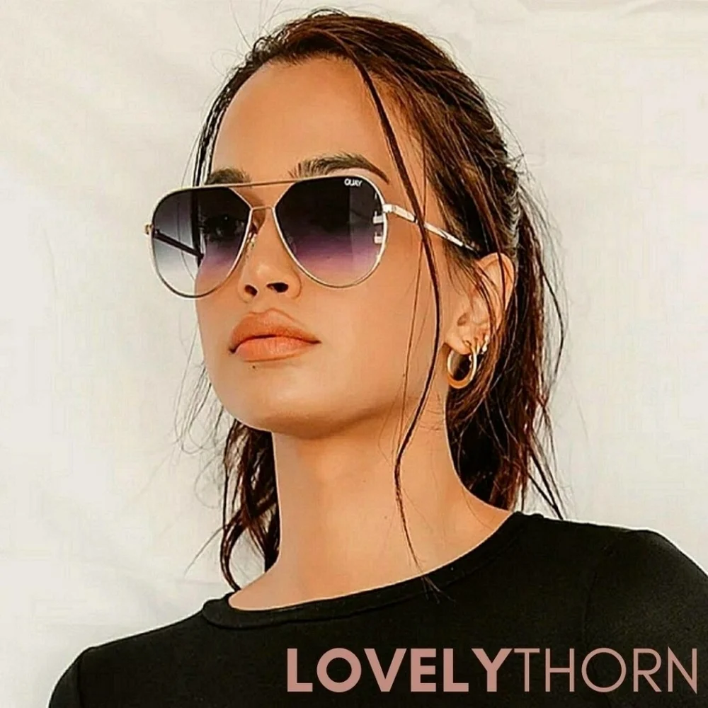 QUAY // ltd ed lizzo collaboration black fade gold frame ultra-glam aviators